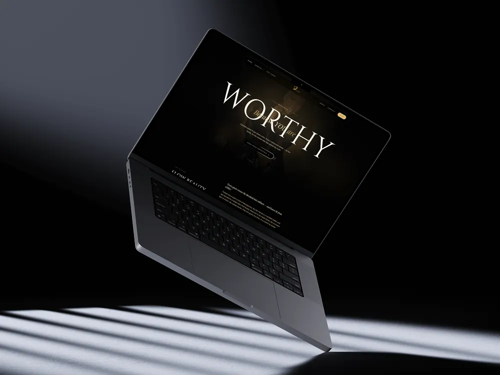 Worthy day spa website shown on a laptop