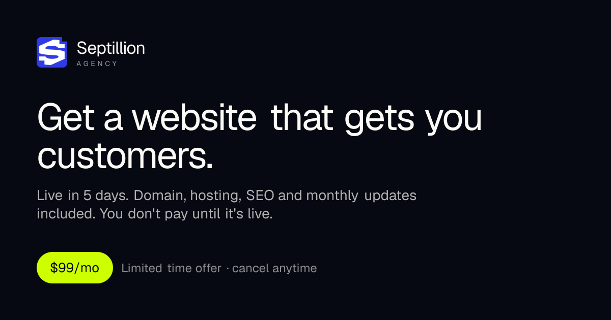 Small Business Websites — No Upfront Cost | Septillion